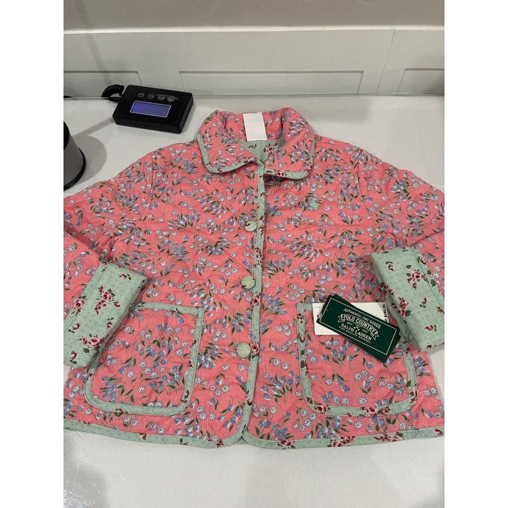 Polo Country Ralph Lauren Reversible Quilted Floral Jacket Pink Sage Green NWT